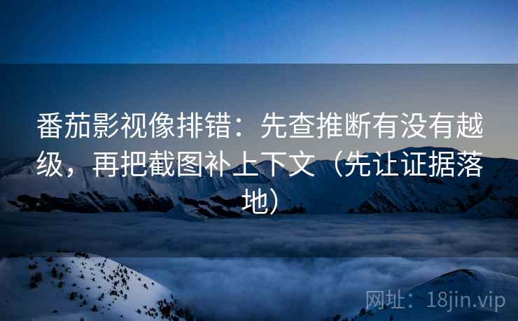 番茄影视像排错：先查推断有没有越级，再把截图补上下文（先让证据落地）  第2张